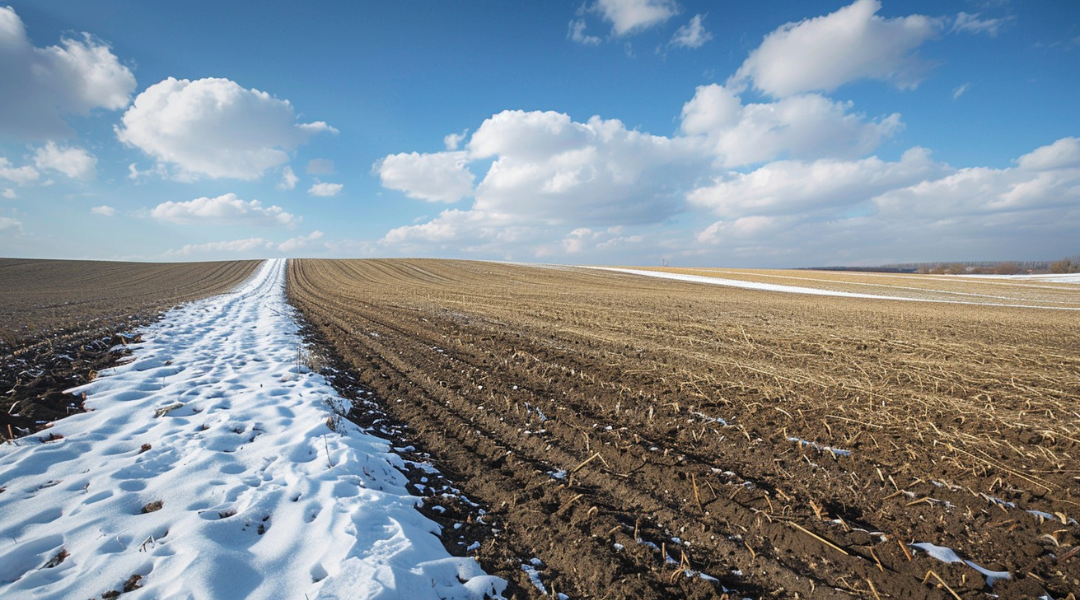 Winter meets Spring on the fields. Photo by Stockcake.